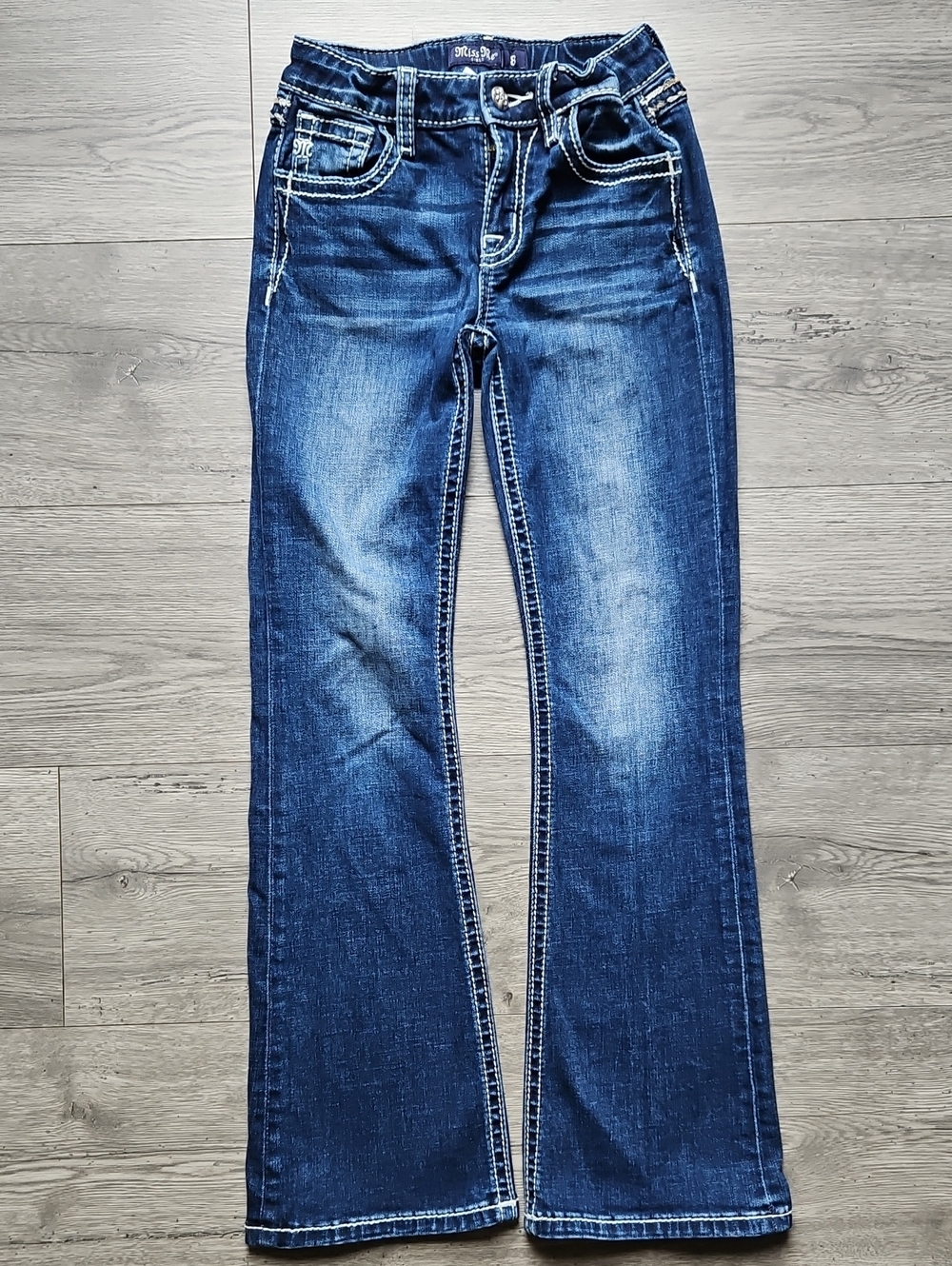 Big Girls Mid Rise Bootcut Denim Jean Size 8 - Dark Wash